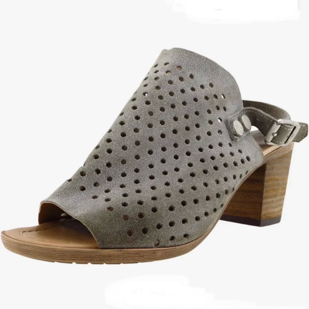 Sophia Milano Made in Italy Perforated Peep Toe Sling Back Women’s Size 8 Gray